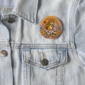 70er Jahre Groovy Rollschuh fahrendes Eichhörnchen Button (Beispiel)