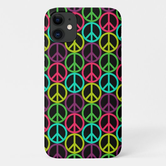 70er Jahre Hippie Peace Sign Pattern Case-Mate iPhone Hülle (Rückseite)