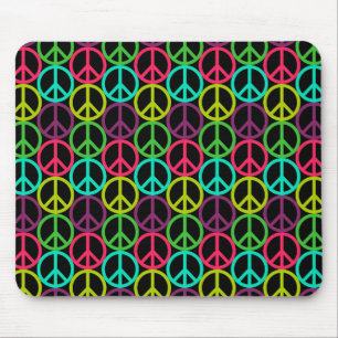 70er Jahre Hippie Peace Sign Pattern Mousepad