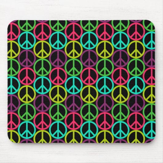 70er Jahre Hippie Peace Sign Pattern Mousepad (Vorne)