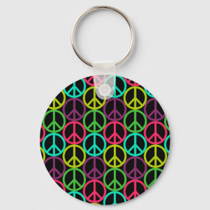 70er Jahre Hippie Peace Sign Pattern Schlüsselanhänger