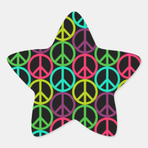 70er Jahre Hippie Peace Sign Pattern Stern-Aufkleber