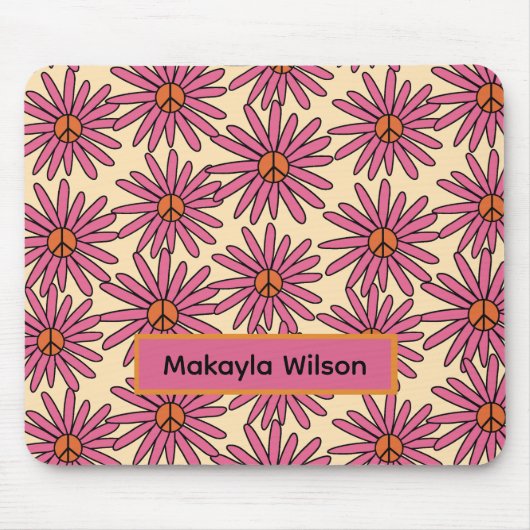 70er Jahre Inspiriert Retro Floral Print Mouse Pad Mousepad (Vorne)