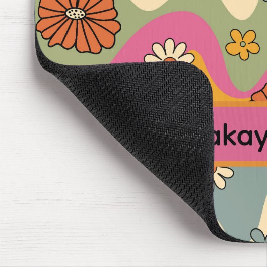 70er Jahre Inspiriert Retro Floral Print Mouse Pad Mousepad (Ecke)