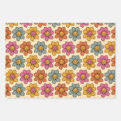 70er Jahre Inspirierte Retro-Blumenbehänge Geschenkpapier Set (Vorderseite 3)
