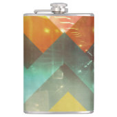 70er Jahre Orange Abstrakte Techno-Dreiecke Flachmann (Vorderseite)