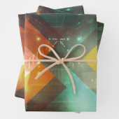 70er Jahre Orange Abstrakte Techno-Dreiecke Geschenkpapier Set (Beispiel)