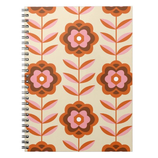 70er Jahre Retro Nahtloses Muster. 60er und 70er Ä Notizblock (Vorderseite)