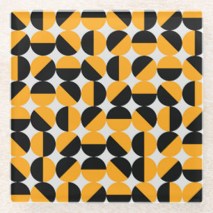 70er Jahre Stil, geometrische Halbkreise. Glasuntersetzer