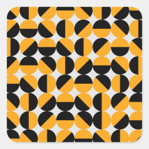 70er Jahre Stil, geometrische Halbkreise. Quadratischer Aufkleber