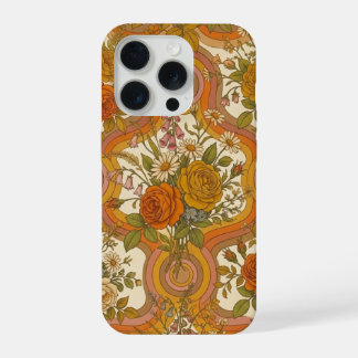 70er Jahre Vintage Retro-Blumenmuster | Warme erdi iPhone 15 Pro Hülle