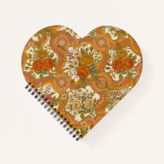 70er Jahre Vintage Retro-Blumenmuster | Warme erdi Notizblock
