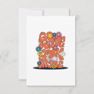 70er Jahre Vintage Retro Groovy Blumen lächelndes  Dankeskarte