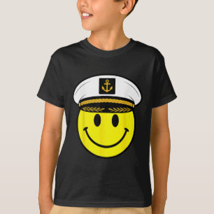 70er Kapitän Gelber Smiley Gesicht Lachend Glückli T-Shirt