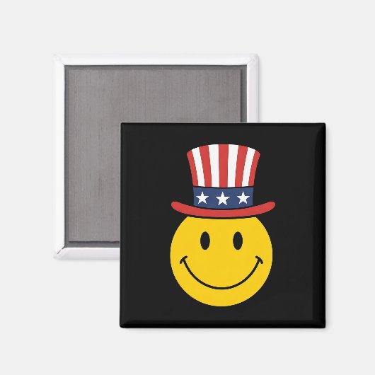 70er Lächeln Gesicht Uncle Sam Patriotischer Ameri Magnet (Vorderseite/Rückseite)