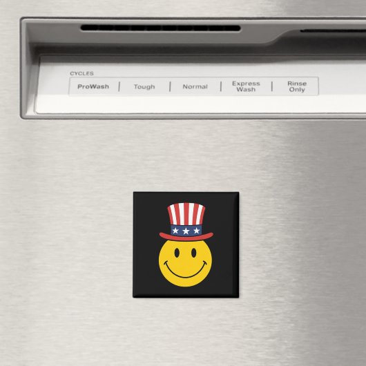 70er Lächeln Gesicht Uncle Sam Patriotischer Ameri Magnet (In Situ (Geschirrspüler))