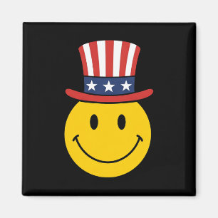 70er Lächeln Gesicht Uncle Sam Patriotischer Ameri Magnet