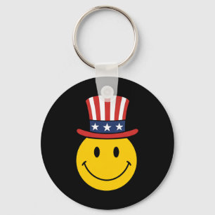 70er Lächeln Gesicht Uncle Sam Patriotischer Ameri Schlüsselanhänger