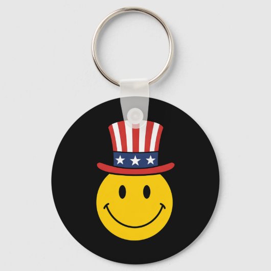 70er Lächeln Gesicht Uncle Sam Patriotischer Ameri Schlüsselanhänger (Vorderseite)
