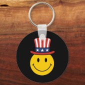 70er Lächeln Gesicht Uncle Sam Patriotischer Ameri Schlüsselanhänger (Vorderseite)