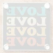 70er Liebe Retro Distressed Repeat Type Glasuntersetzer (Rückseite)