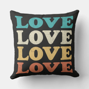 70er Liebe Retro Distressed Repeat Type Kissen