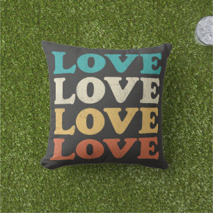 70er Liebe Retro Distressed Repeat Type Kissen