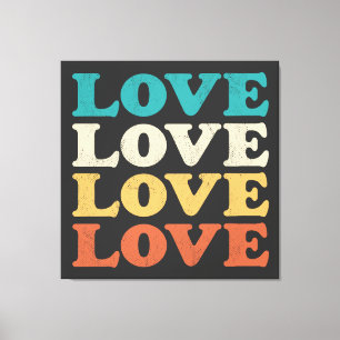 70er Liebe Retro Distressed Repeat Type Leinwanddruck