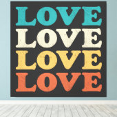 70er Liebe Retro Distressed Repeat Type Leinwanddruck (Insitu (Holzboden))