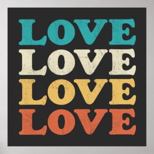70er Liebe Retro Distressed Repeat Type Poster
