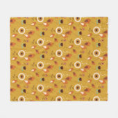 70er Mitte Jahrhundert Moderner BlumenSenf Fleecedecke (Vorderseite (Horizontal))