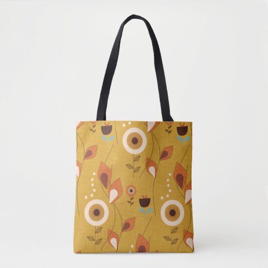 70er Mitte Jahrhundert Moderner BlumenSenf Tasche (Vorderseite)