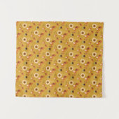 70er Mitte Jahrhundert Moderner BlumenSenf Wandteppich (Vorderseite (Horizontal))