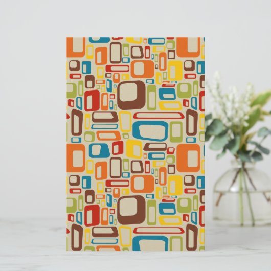 70er Mod squares Scrapbook paper / matte card Briefpapier (Stehend Vorderseite)