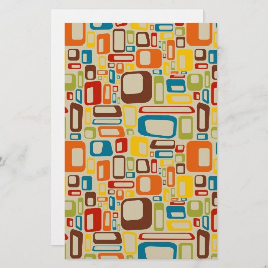 70er Mod squares Scrapbook paper / matte card Briefpapier (Vorne/Hinten)