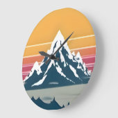 70er Mountain Sunset Wall Clock Große Wanduhr (Winkel)