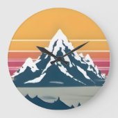 70er Mountain Sunset Wall Clock Große Wanduhr (Vorderseite)