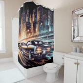 70er Muscle Car Cityscape Duschvorhang (Beispiel)