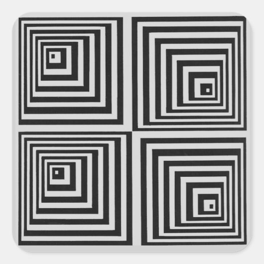 70er Op Art Quadratischer Aufkleber (Vorderseite)