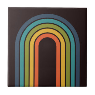 70er Orange Brown Aquamarines Muster Custom Kitche Fliese