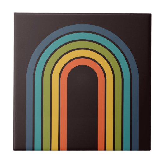 70er Orange Brown Aquamarines Muster Custom Kitche Fliese (Vorderseite)