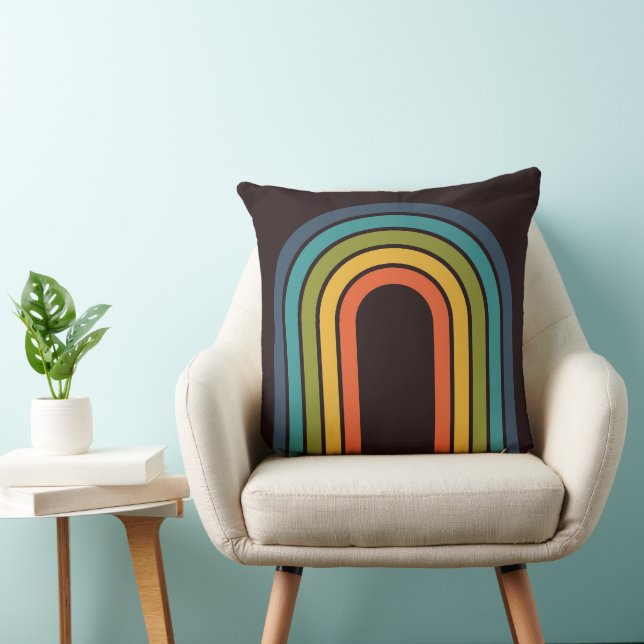 70er Orange Brown Aquamarines Muster Custom Kitche Kissen (Stuhl )