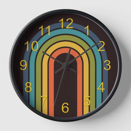 70er Orange Brown Aquamarines Muster Custom Kitche Uhr (Vorderseite)