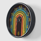 70er Orange Brown Aquamarines Muster Custom Kitche Uhr (Winkel)