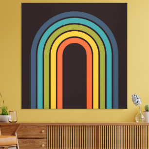 70er Orange Brown Aquamarines Muster kundenspezifi Leinwanddruck