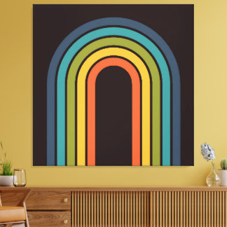 70er Orange Brown Aquamarines Muster kundenspezifi Leinwanddruck