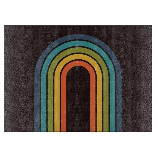 70er Orange Brown Aquamarines Muster kundenspezifi Schneidebrett (Vorderseite)