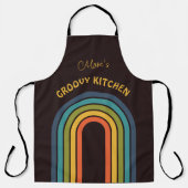 70er Orange Brown Aquamarines Muster kundenspezifi Schürze (Vorderseite)