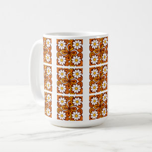 70er Orange-Daisy-Muster Kaffeetasse