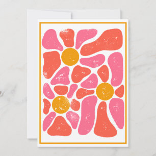 70er Orange und Pink Retro Flower Power Einladung